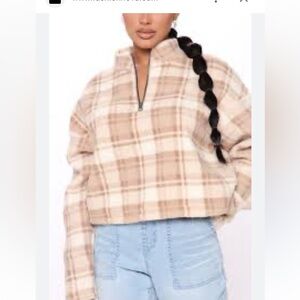 Love Tree crop fleece quarter zip pullover top